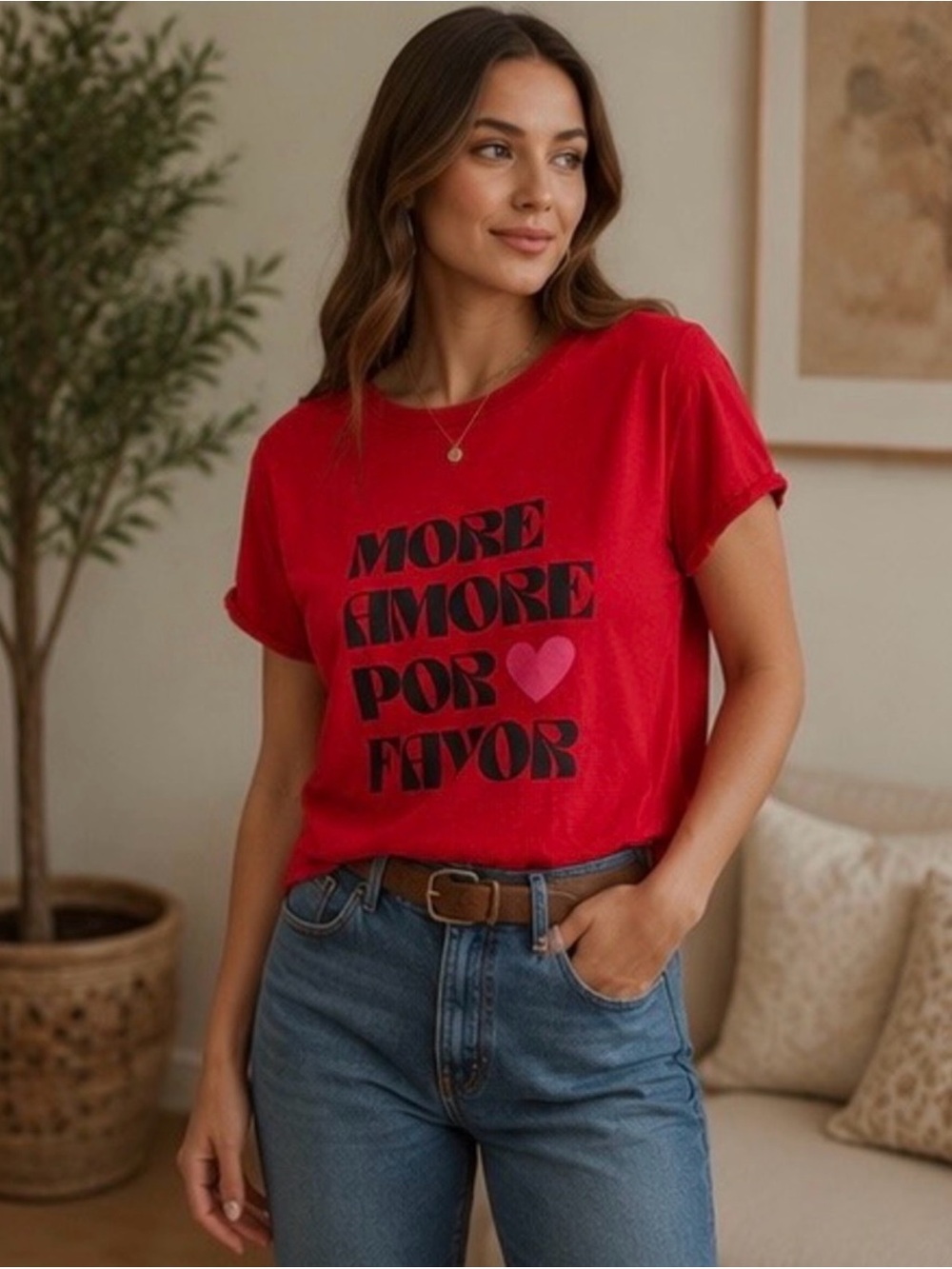 Maeve Anthropologie More Amore
Por Favor Graphic Tee Red - Small